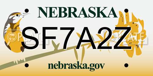 SF7A2Z Nebraska License Plate
