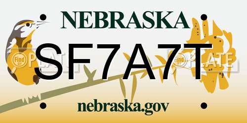 SF7A7T Nebraska License Plate
