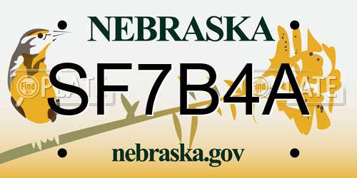 SF7B4A Nebraska License Plate