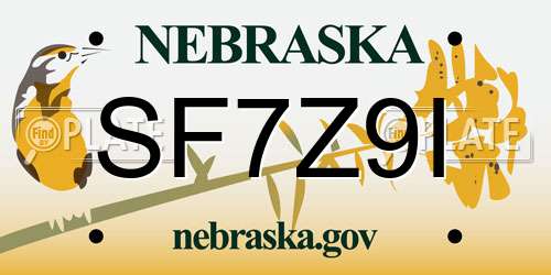 SF7Z9I Nebraska License Plate