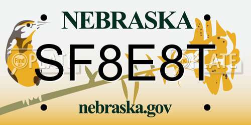 SF8E8T Nebraska License Plate