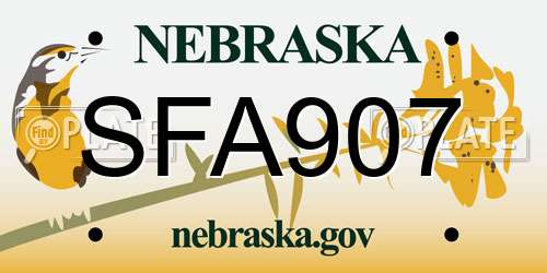 SFA907 Nebraska License Plate