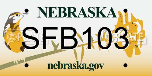 SFB103 Nebraska License Plate