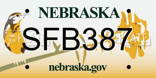 SFB387 Nebraska License Plate