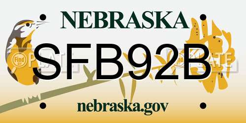 SFB92B Nebraska License Plate