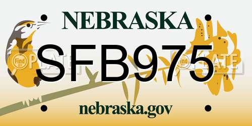 SFB975 Nebraska License Plate