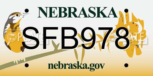 SFB978 Nebraska License Plate