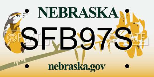 SFB97S Nebraska License Plate