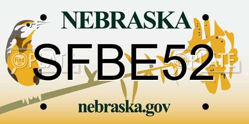SFBE52 Nebraska License Plate