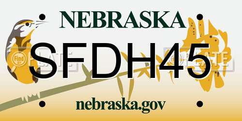 SFDH45 Nebraska License Plate