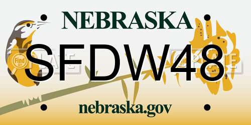 SFDW48 Nebraska License Plate