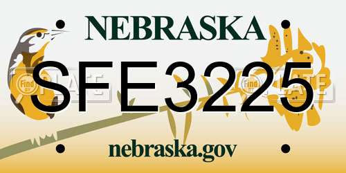 SFE3225 Nebraska License Plate
