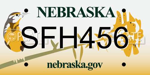 SFH456 Nebraska License Plate