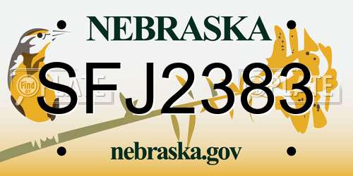 SFJ2383 Nebraska License Plate