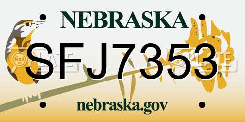SFJ7353 Nebraska License Plate