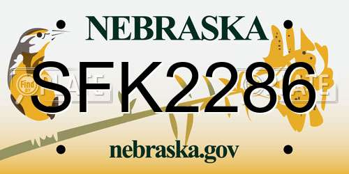SFK2286 Nebraska License Plate