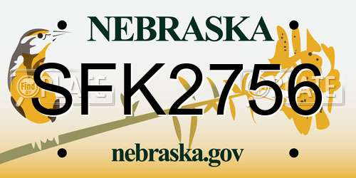 SFK2756 Nebraska License Plate