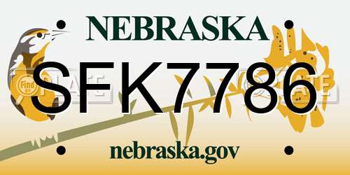 SFK7786 Nebraska License Plate