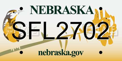 SFL2702 Nebraska License Plate