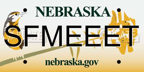 SFMEEET Nebraska License Plate