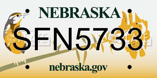 SFN5733 Nebraska License Plate