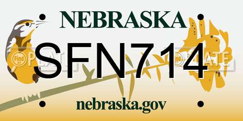 SFN714 Nebraska License Plate