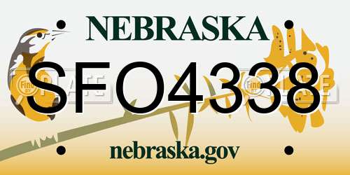 SFO4338 Nebraska License Plate
