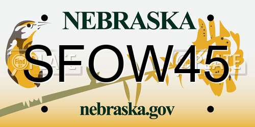 SFOW45 Nebraska License Plate