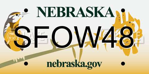 SFOW48 Nebraska License Plate
