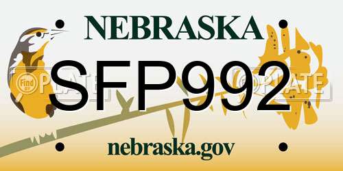SFP992 Nebraska License Plate