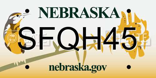 SFQH45 Nebraska License Plate