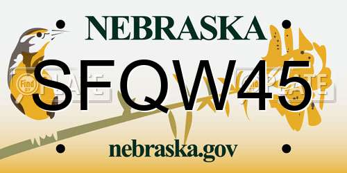 SFQW45 Nebraska License Plate