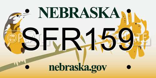SFR159 Nebraska License Plate