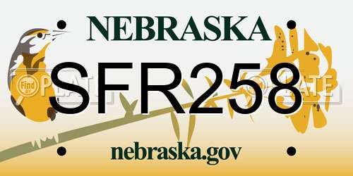 SFR258 Nebraska License Plate