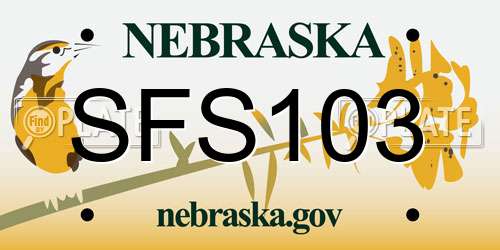 SFS103 Nebraska License Plate