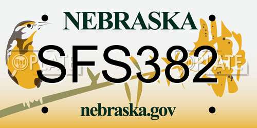 SFS382 Nebraska License Plate
