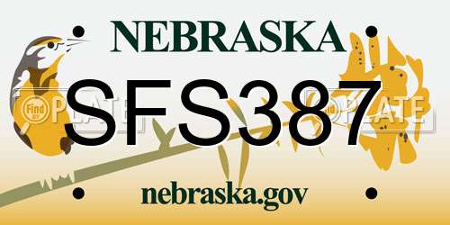 SFS387 Nebraska License Plate