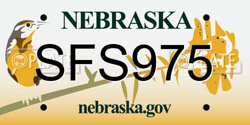 SFS975 Nebraska License Plate