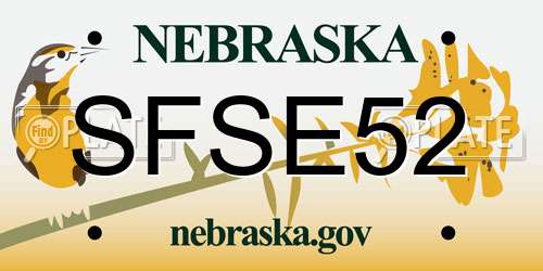 SFSE52 Nebraska License Plate