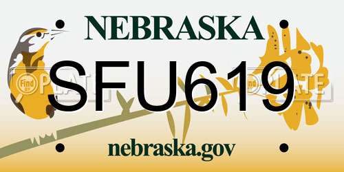 SFU619 Nebraska License Plate