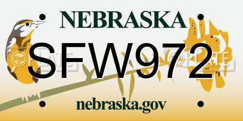 SFW972 Nebraska License Plate