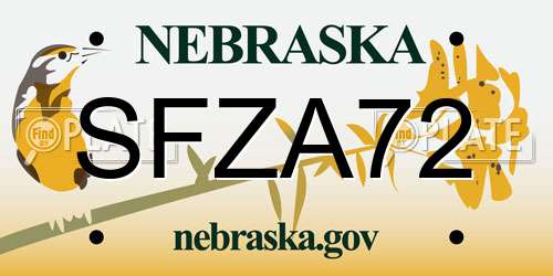 SFZA72 Nebraska License Plate