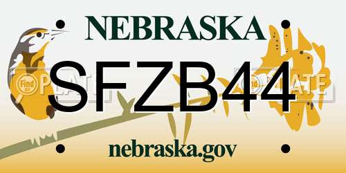 SFZB44 Nebraska License Plate