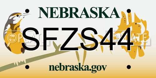 SFZS44 Nebraska License Plate