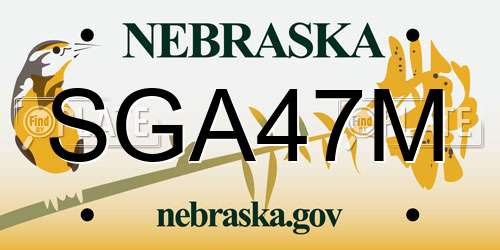SGA47M Nebraska License Plate