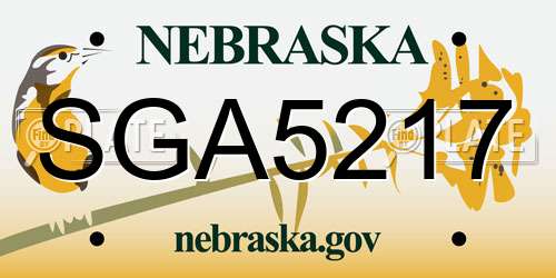 SGA5217 Nebraska License Plate