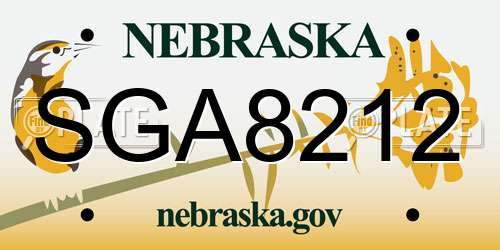 SGA8212 Nebraska License Plate