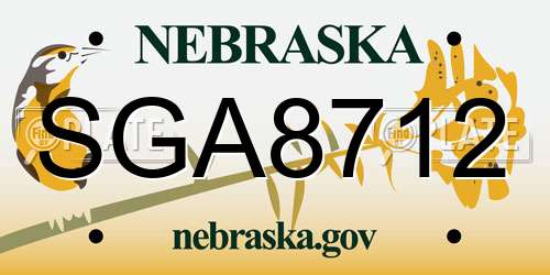 SGA8712 Nebraska License Plate