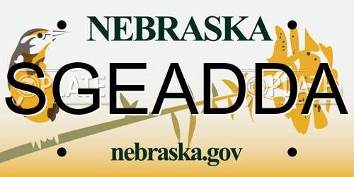 SGEADDA Nebraska License Plate