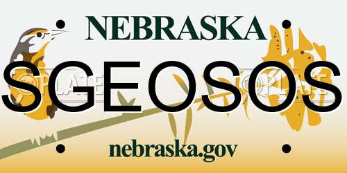 SGEOSOS Nebraska License Plate